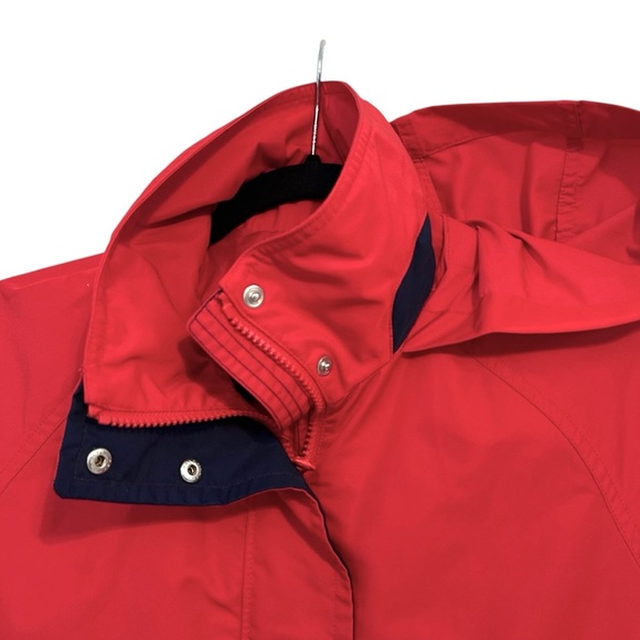 Nautica J Class Red‎ Hooded Windbreaker Jacket Women’s L Logo Sleeve 2010s Y2K - Picture 10 of 15
